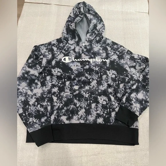 [M]Champion Black and Gray Tie-Dye Hoodie NWOT - Picture 2 of 9